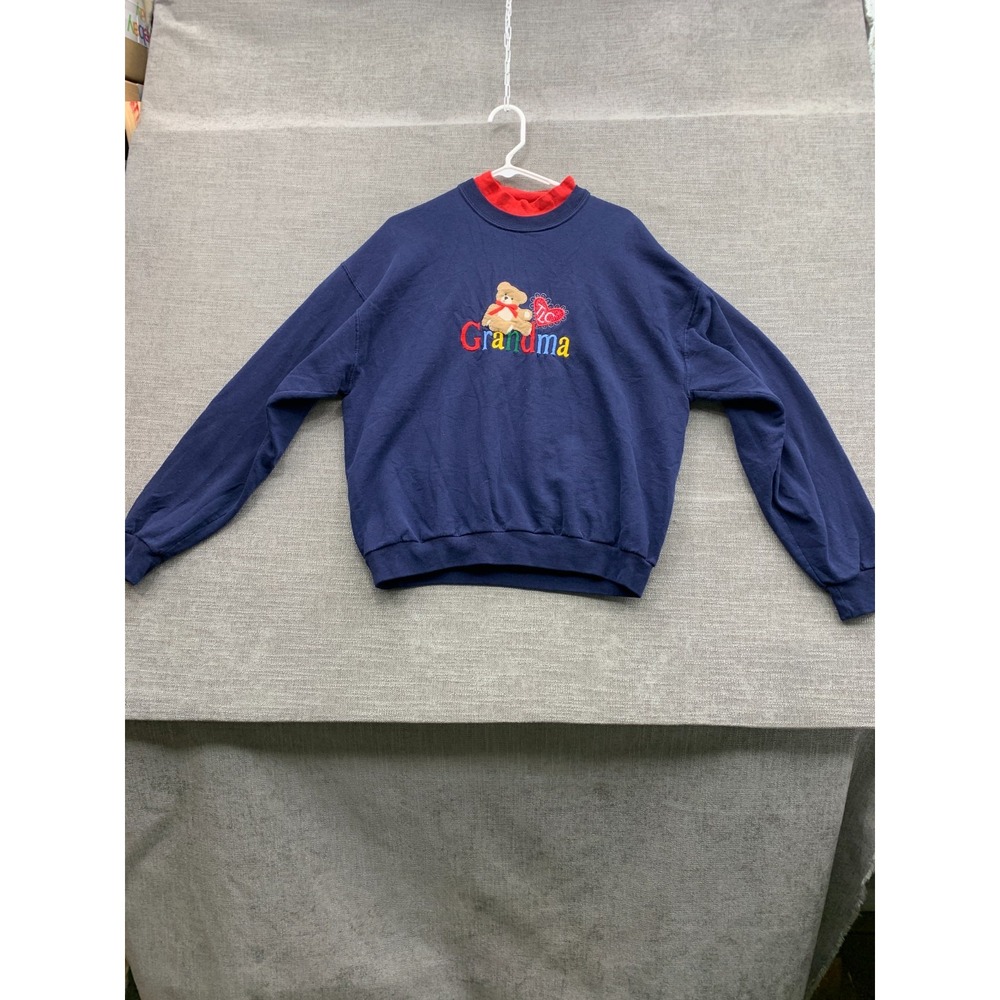 Endless Designs Grandma TLC Sweatshirt Womens Large Blue Embroidered Teddy Bear